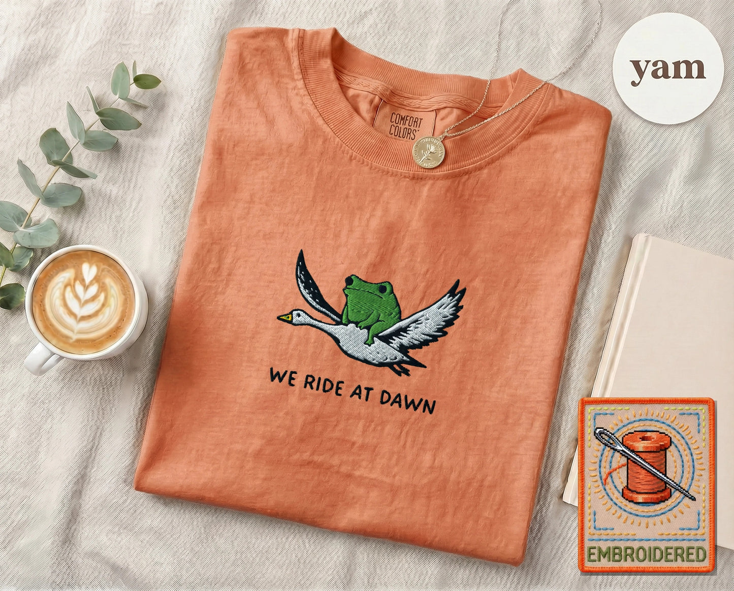 Embroidered Frog Duck Ride T-Shirt — Yam